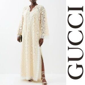 Gucci Interlocking G floral lace white magnolia Dress Kaftan*NWT